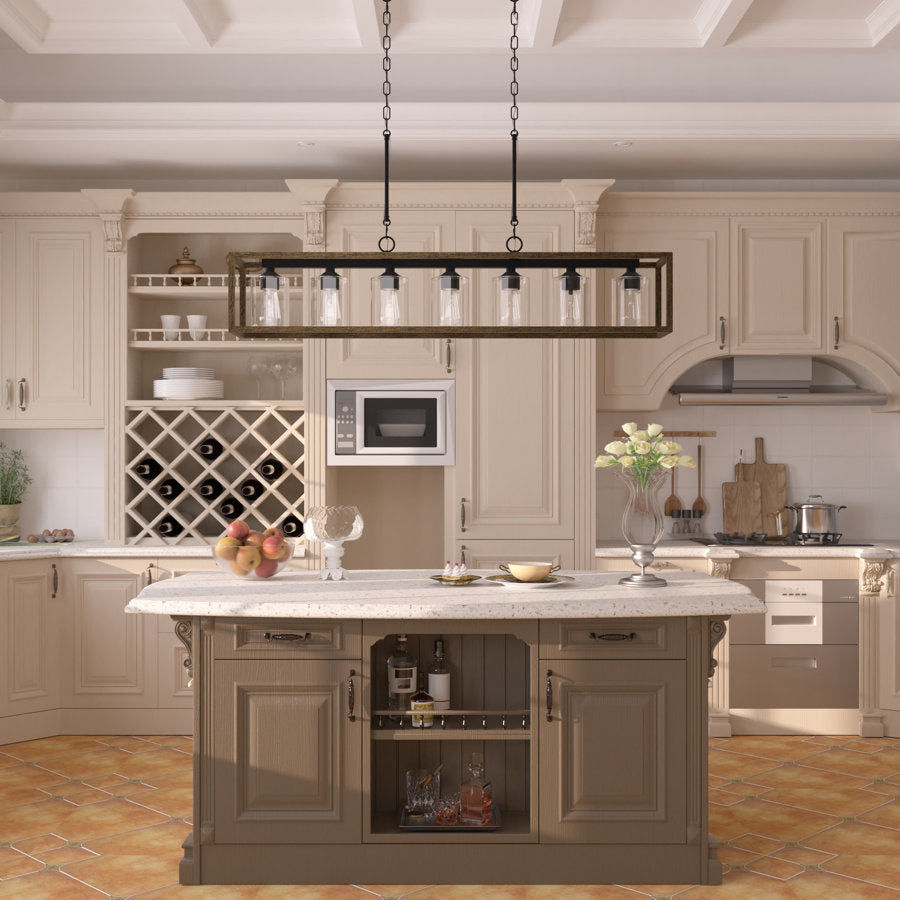 Greeley 7-Light Kitchen Island Rectangle Chandelier