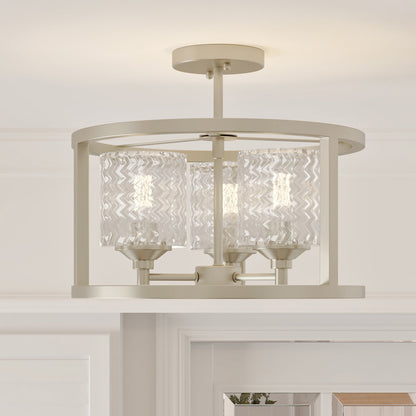 Annie 3-Light Glass Semi Flush Mount