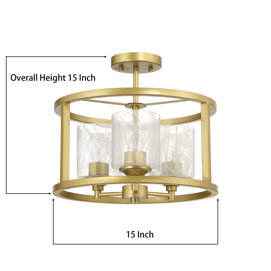 Annie 3-Light Glass Semi Flush Mount