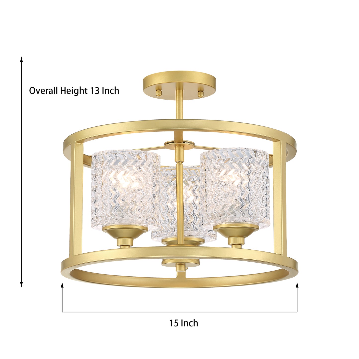 Annie 3-Light Glass Semi Flush Mount