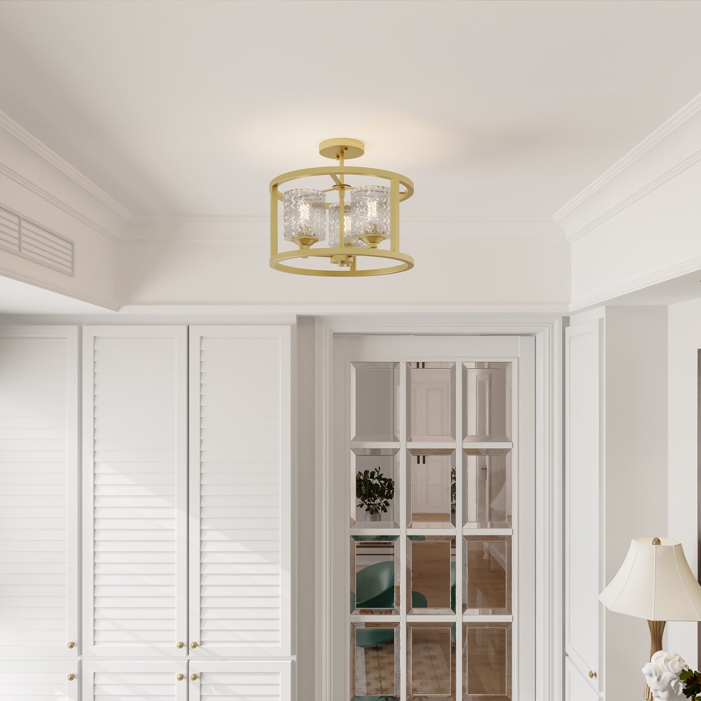 Annie 3-Light Glass Semi Flush Mount