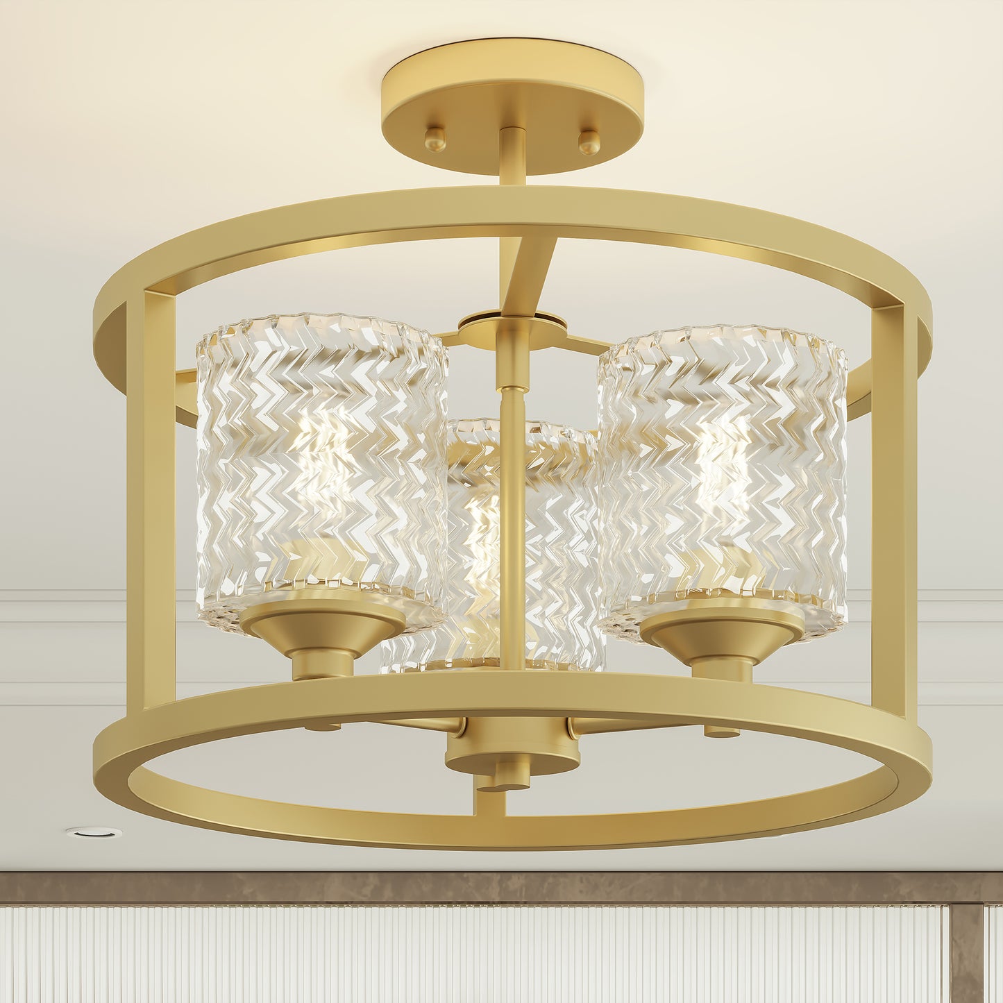 Annie 3-Light Glass Semi Flush Mount