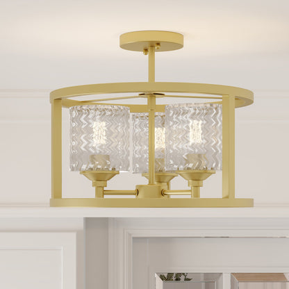 Annie 3-Light Glass Semi Flush Mount