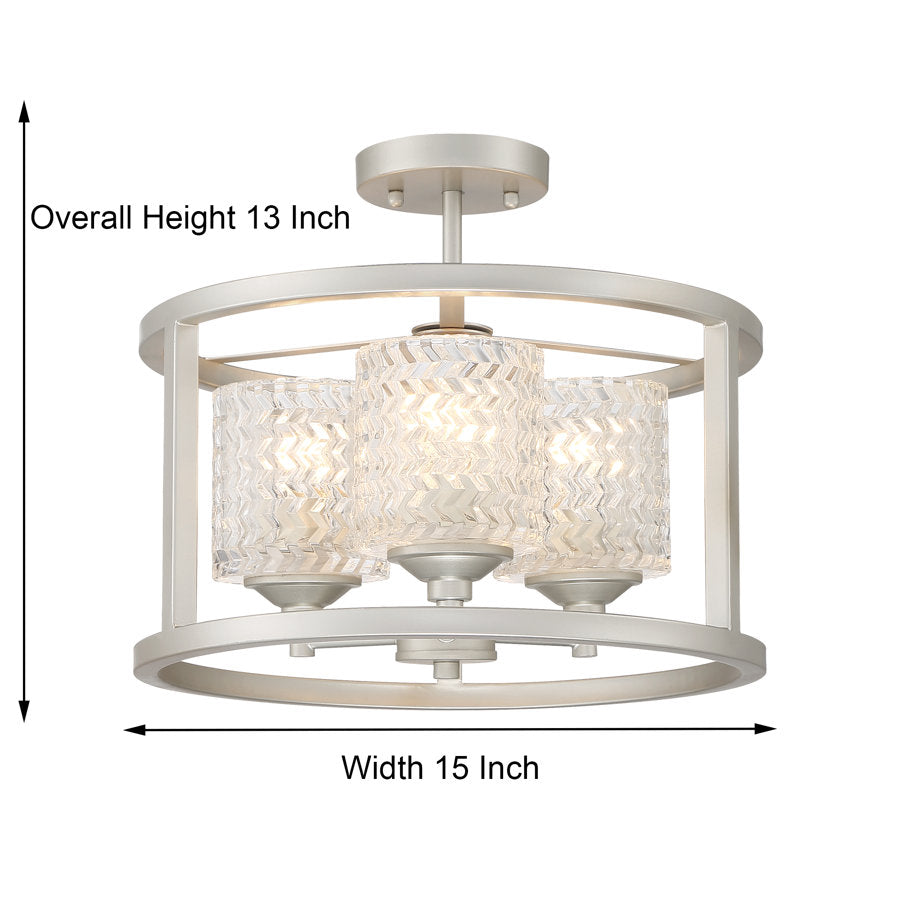 Annie 3-Light Glass Semi Flush Mount