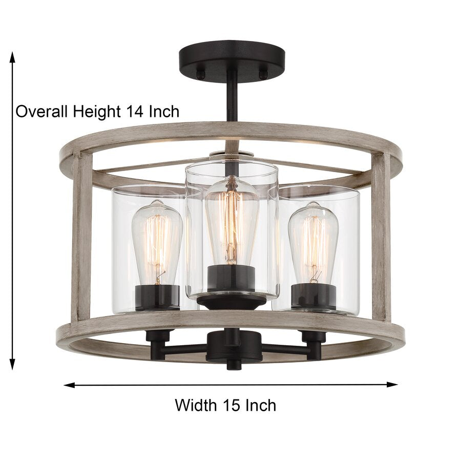 Annie 3-Light Glass Semi Flush Mount