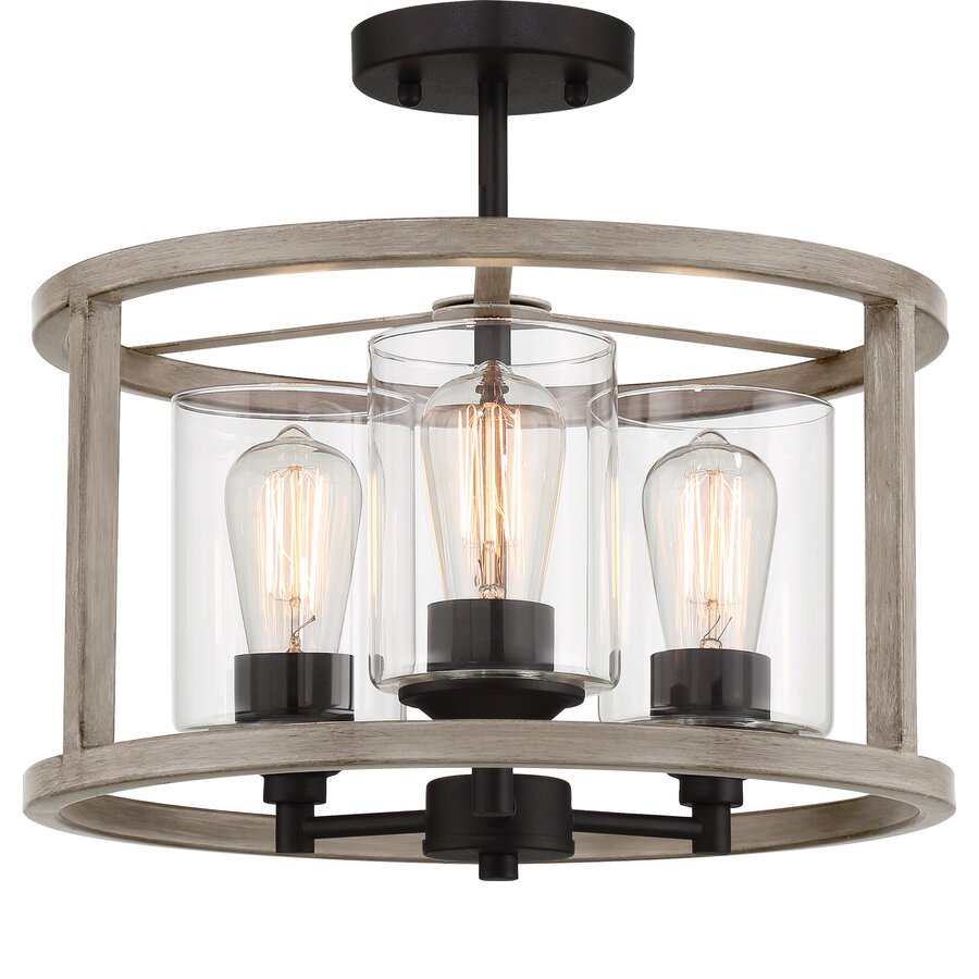 Annie 3-Light Glass Semi Flush Mount