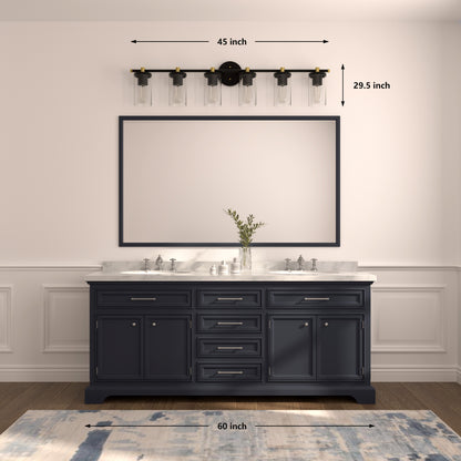 Iria 6-Light Bathroom Steel Black Vanity light