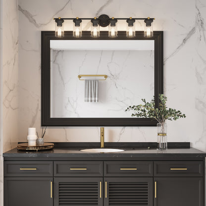 Iria 6-Light Bathroom Steel Black Vanity light