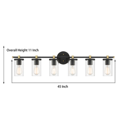 Iria 6-Light Bathroom Steel Black Vanity light