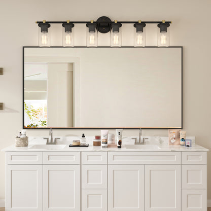 Iria 6-Light Bathroom Steel Black Vanity light