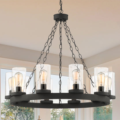 Arcadia 10-Light Rustic Wagon Wheel Chandelier