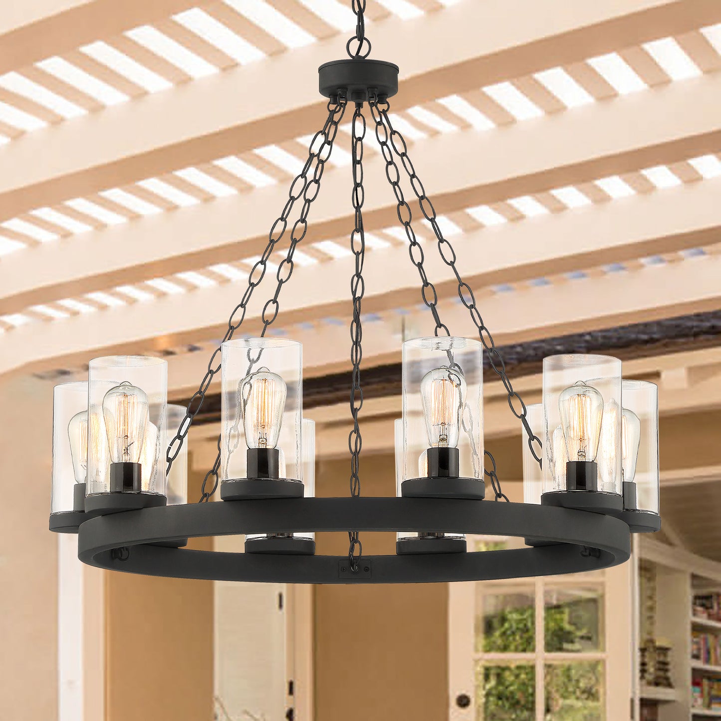 Arcadia 10-Light Rustic Wagon Wheel Chandelier