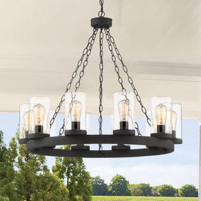 Arcadia 10-Light Rustic Wagon Wheel Chandelier