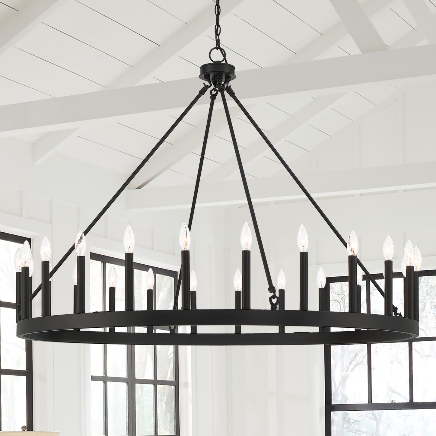 Hamden 24-Light Candle Style Wagon Wheel Chandelier UL Listed