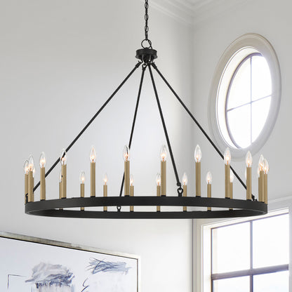 Hamden 24-Light Candle Style Wagon Wheel Chandelier UL Listed