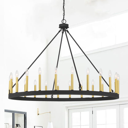 Hamden 24-Light Candle Style Wagon Wheel Chandelier UL Listed