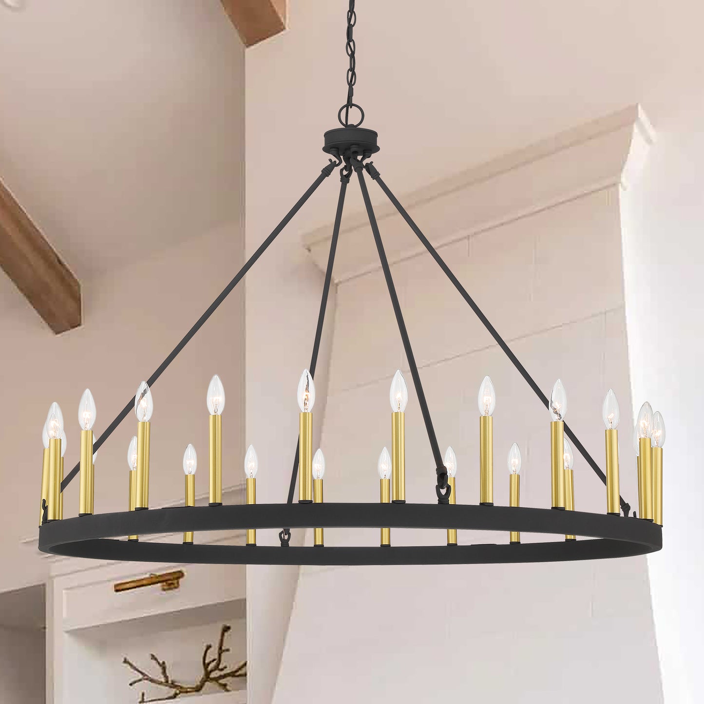 Hamden 24-Light Candle Style Wagon Wheel Chandelier UL Listed