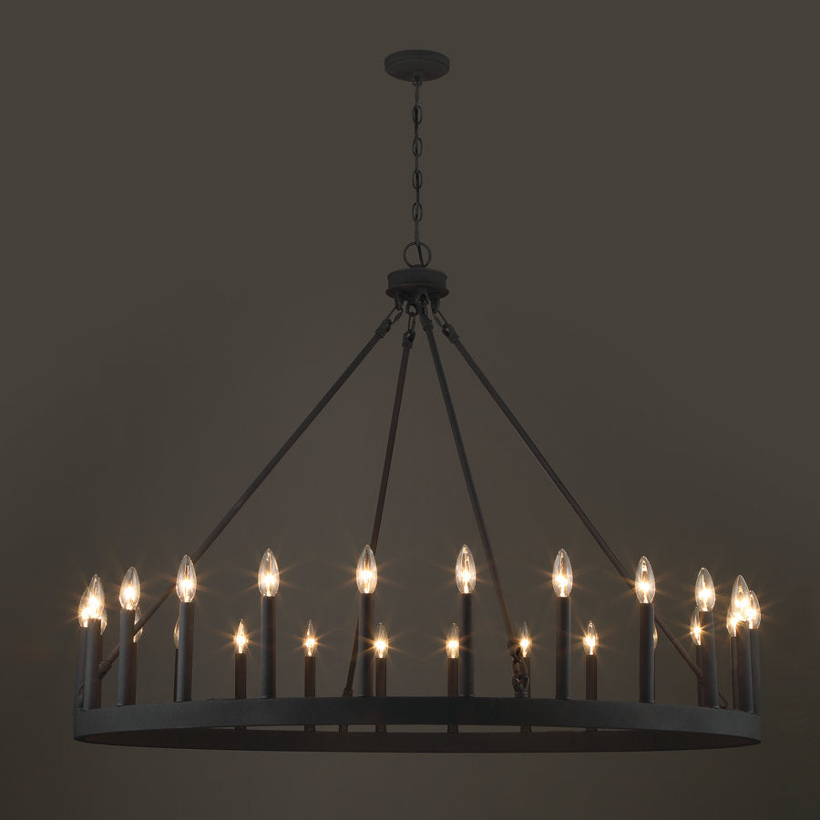 Hamden 24-Light Candle Style Wagon Wheel Chandelier UL Listed