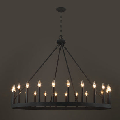 Hamden 24-Light Candle Style Wagon Wheel Chandelier UL Listed