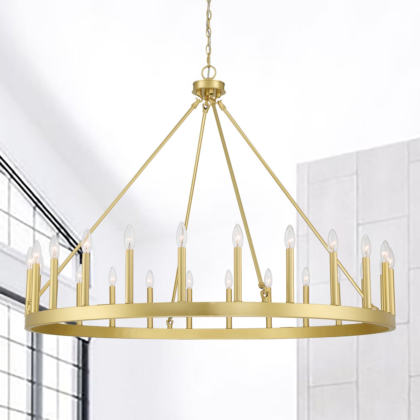 Hamden 24-Light Candle Style Wagon Wheel Chandelier UL Listed