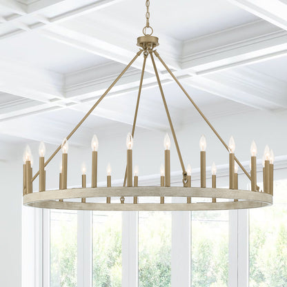 Hamden 24-Light Candle Style Wagon Wheel Chandelier UL Listed