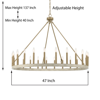 Hamden 24-Light Candle Style Wagon Wheel Chandelier UL Listed