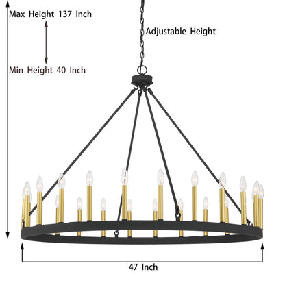 Hamden 24-Light Candle Style Wagon Wheel Chandelier UL Listed