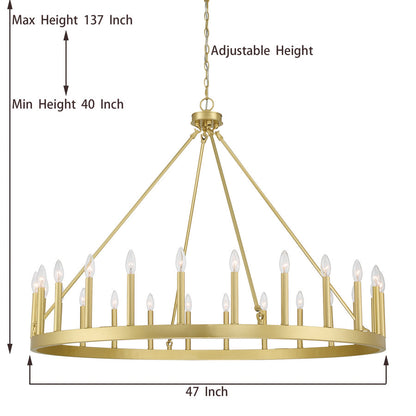 Hamden 24-Light Candle Style Wagon Wheel Chandelier UL Listed