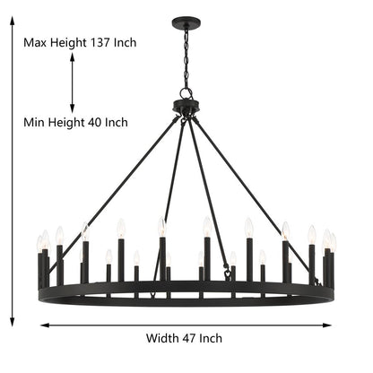 Hamden 24-Light Candle Style Wagon Wheel Chandelier UL Listed