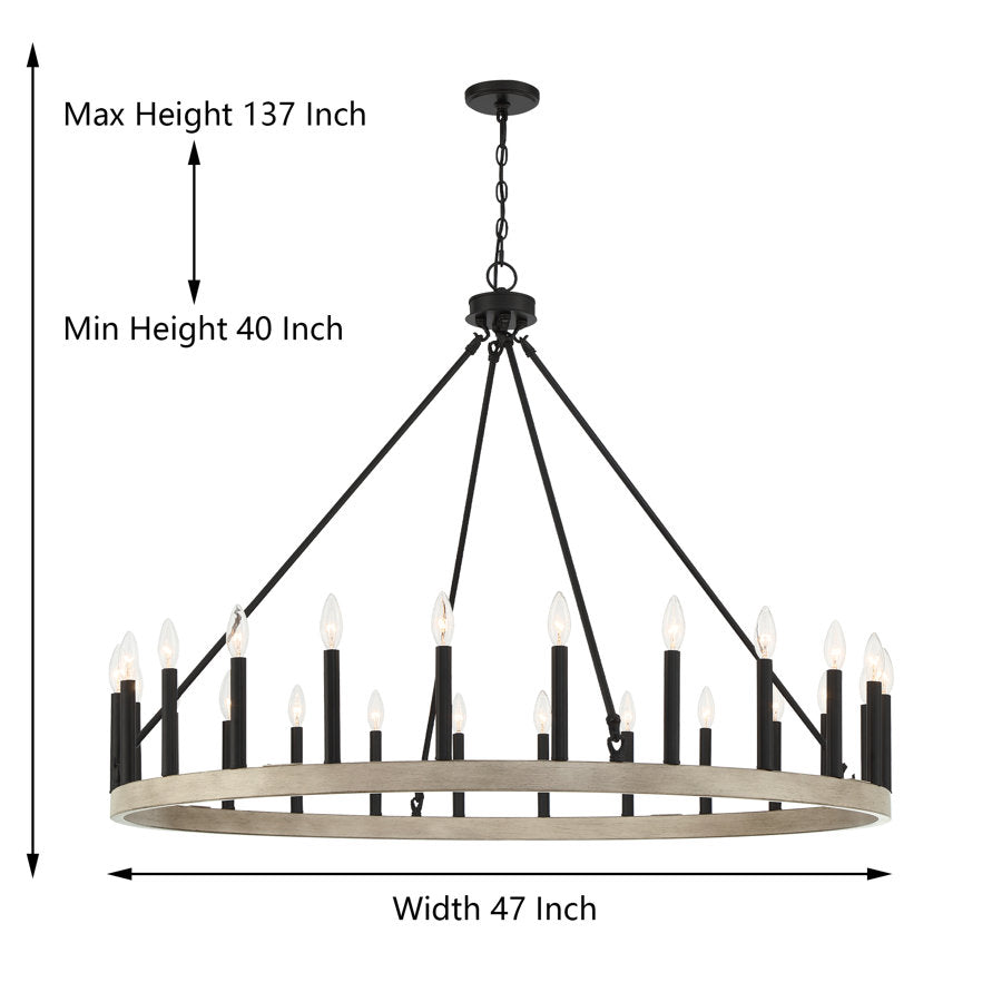 Hamden 24-Light Candle Style Wagon Wheel Chandelier UL Listed