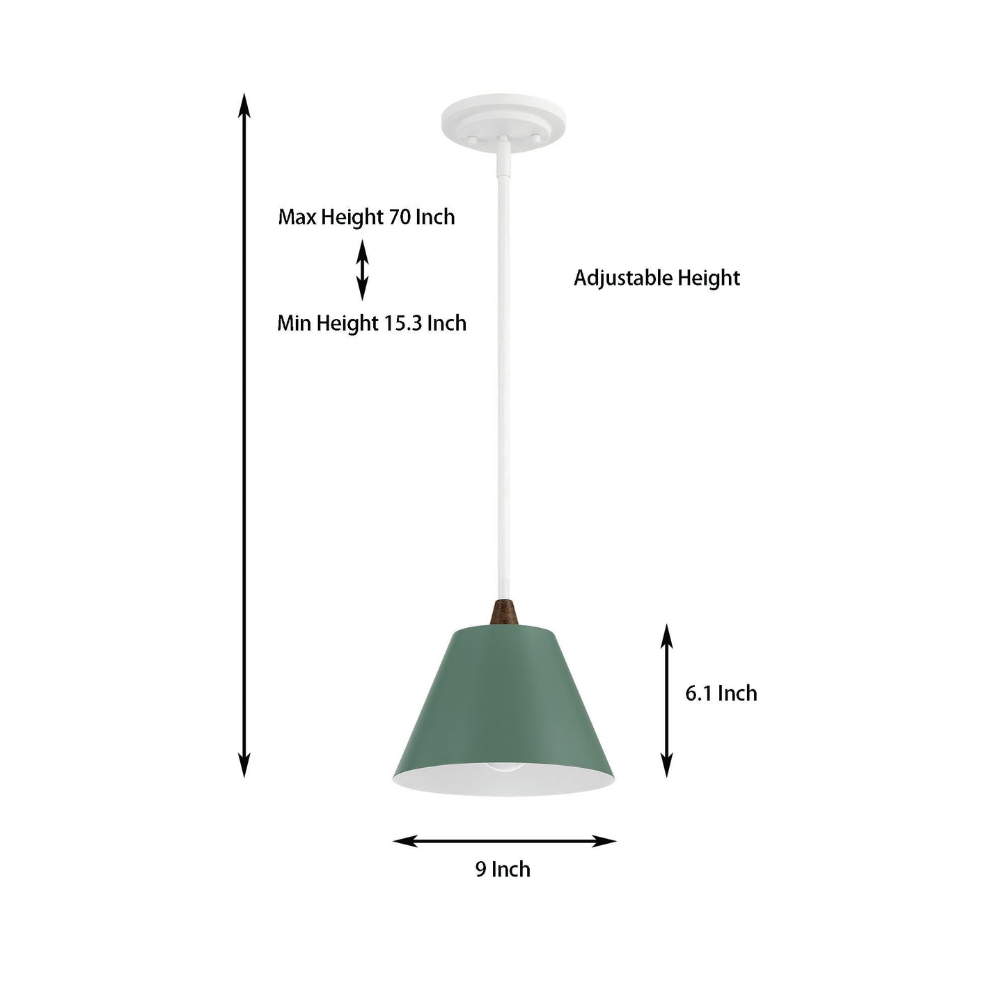 Suspension simple à 1 ampoule en forme de cône vert Aamber