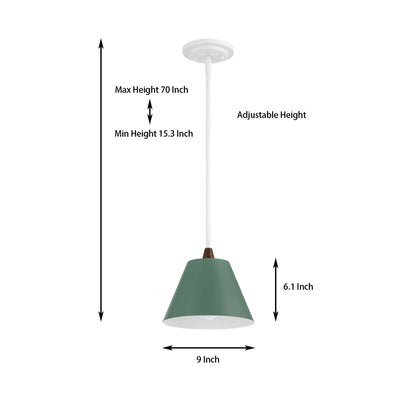 Suspension simple à 1 ampoule en forme de cône vert Aamber