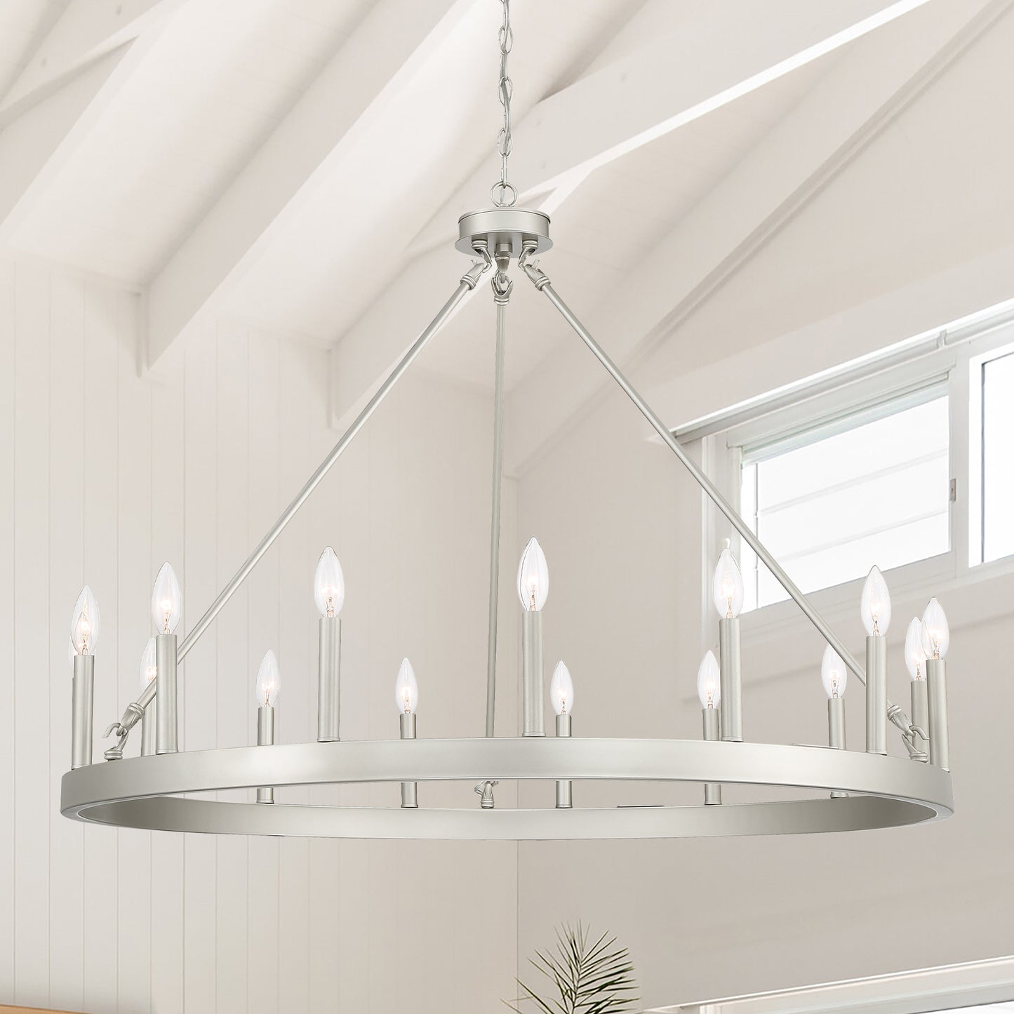 Martanae 15-Light Candle Style Wagon Wheel Chandelier UL Listed