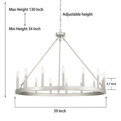 Martanae 15-Light Candle Style Wagon Wheel Chandelier UL Listed