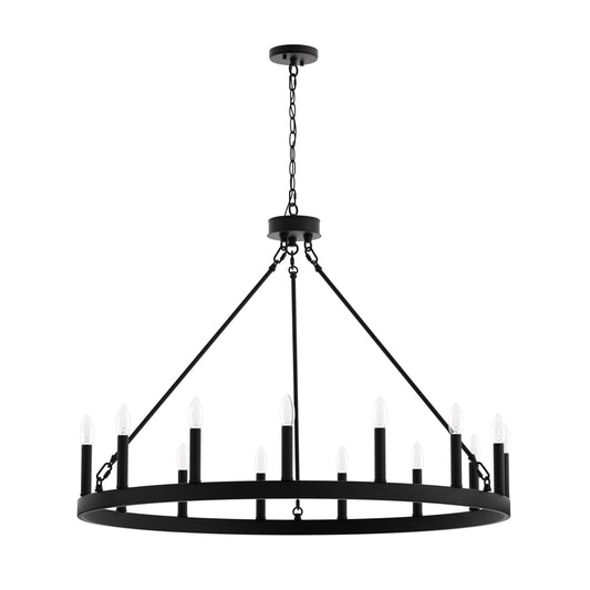 Martanae 15-Light Candle Style Wagon Wheel Chandelier UL Listed