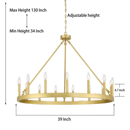 Martanae 15-Light Candle Style Wagon Wheel Chandelier UL Listed