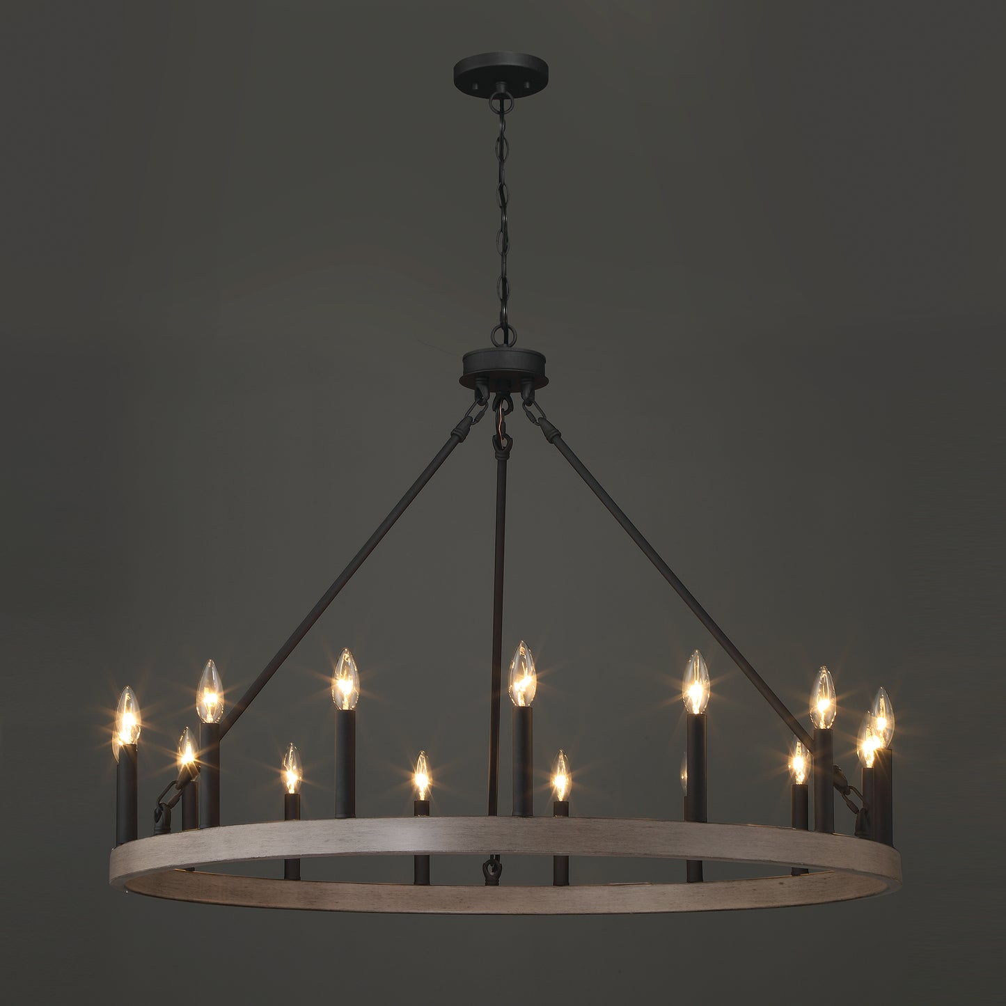 Martanae 15-Light Candle Style Wagon Wheel Chandelier UL Listed