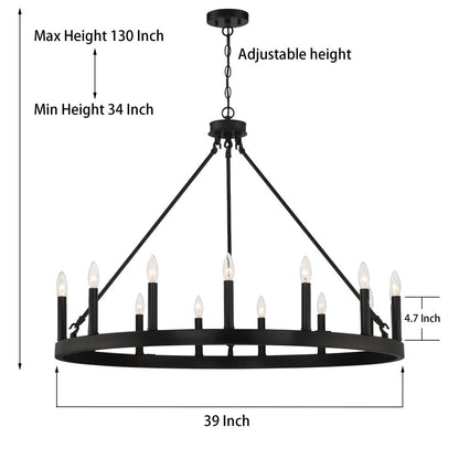 Martanae 15-Light Candle Style Wagon Wheel Chandelier UL Listed