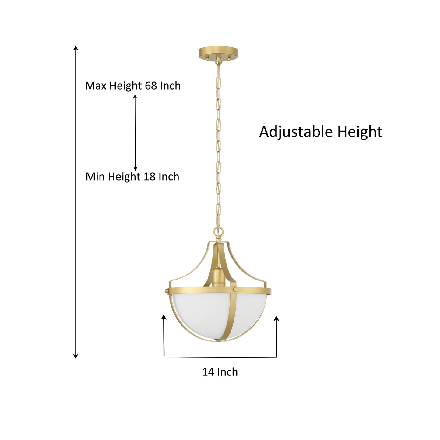 Suspension sphérique semi-dorée à 1 lumière Castrum homologuée UL