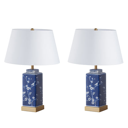 Bedford 1-Light Silk Fabric Table Lamp with USB & USB-C Ports (Set of 2)