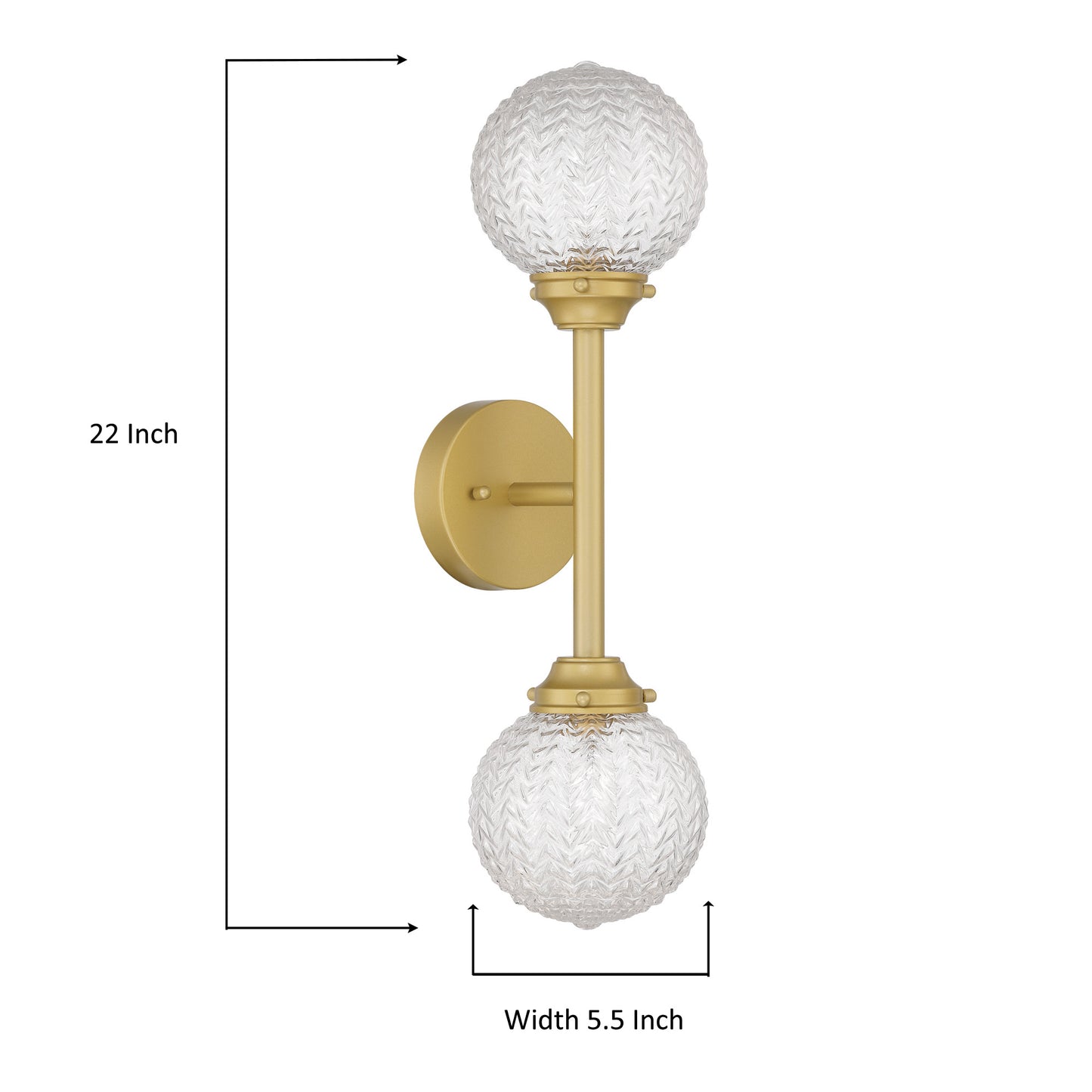 Vivie 2-Light Gold Glass Wall Sconce