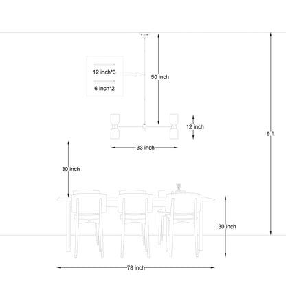 Carthage 4-Light Modern Linear Chandelier