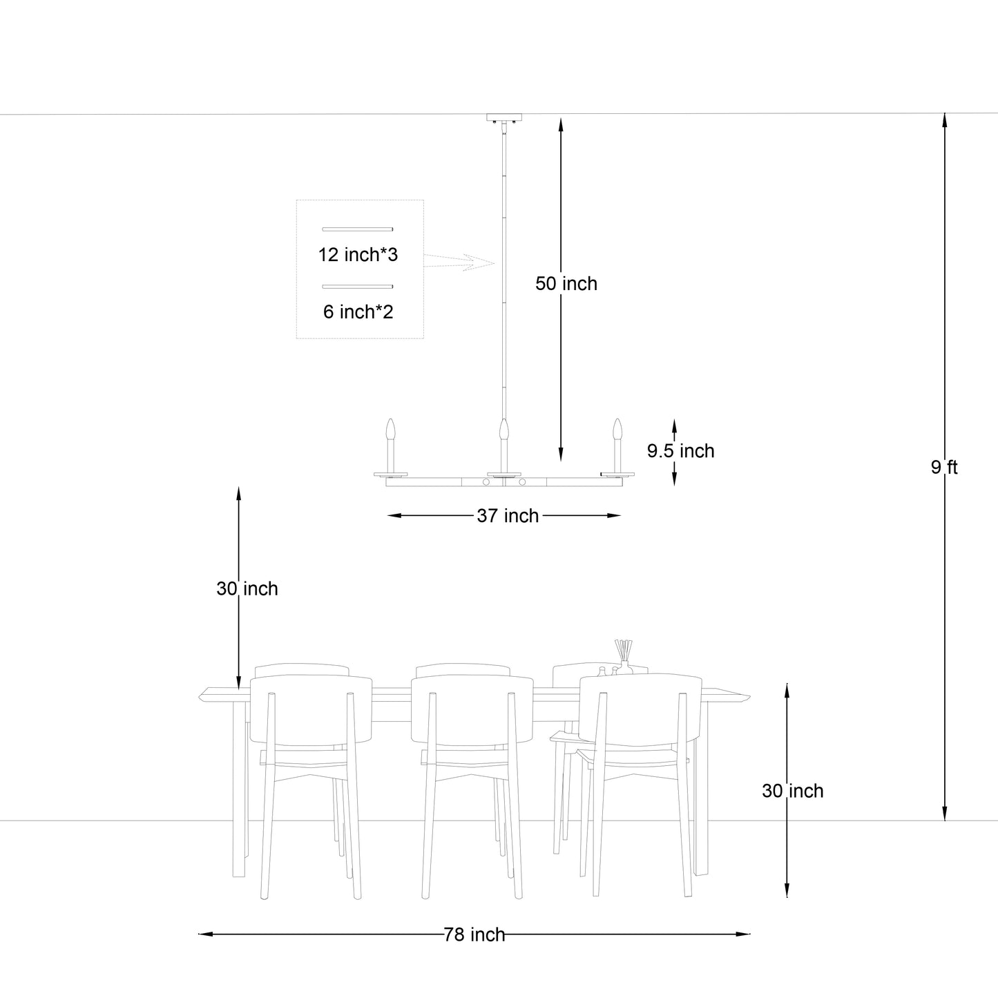 Adelina 6-Light Modern Linear Chandelier UL Listed