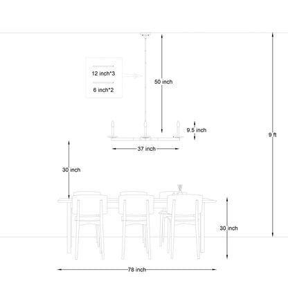 Adelina 6-Light Modern Linear Chandelier UL Listed