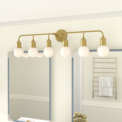 Lahaina 6-Light White Frosted Glass Vanity Light