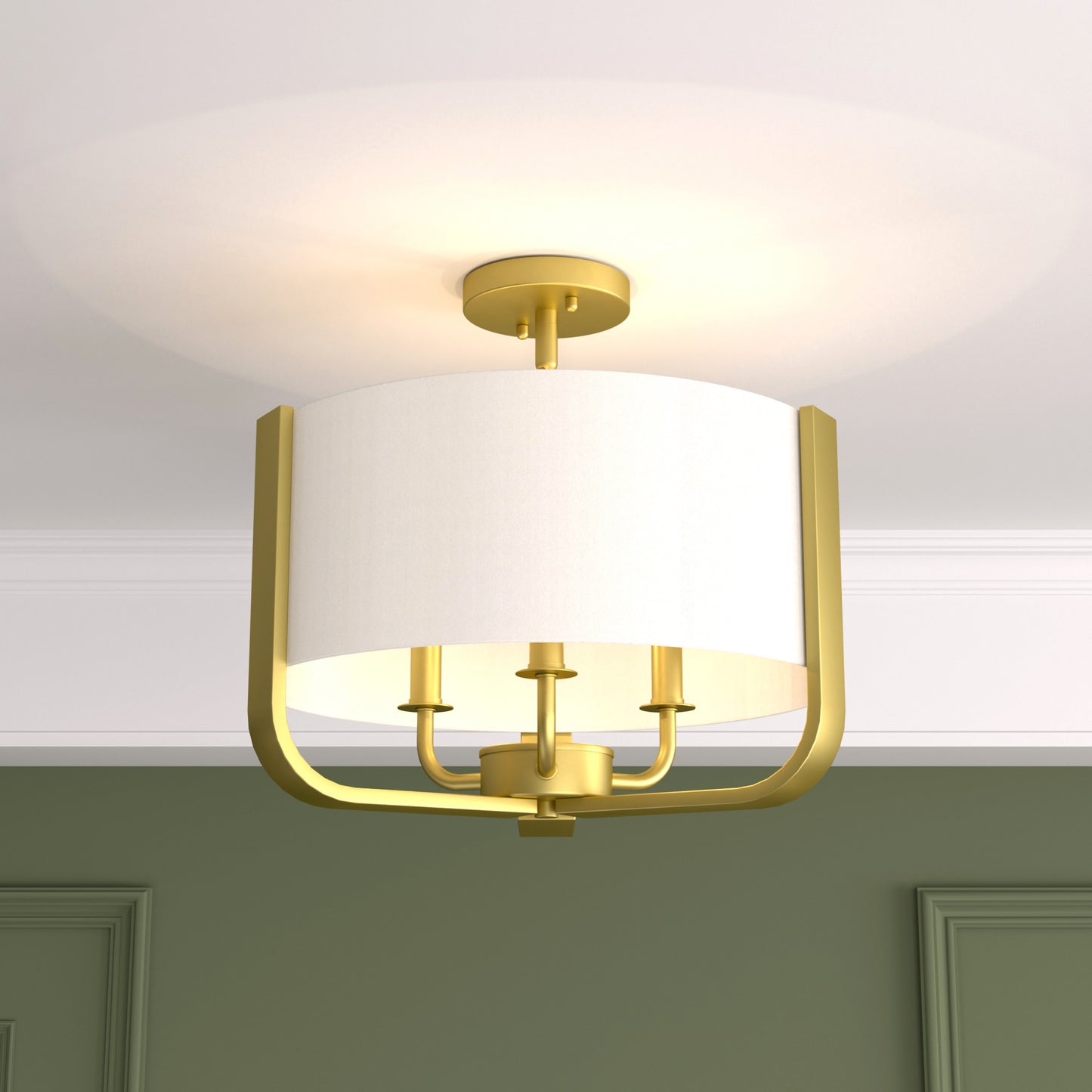 Saint 3-Light Fabric Semi Flush Mount