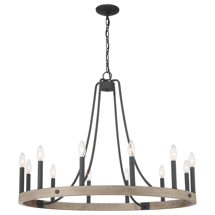 Monterey 12-Light Candle Style Wagon Wheel Farmhouse Chandelier UL Listed