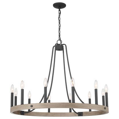 Monterey 12-Light Candle Style Wagon Wheel Farmhouse Chandelier UL Listed