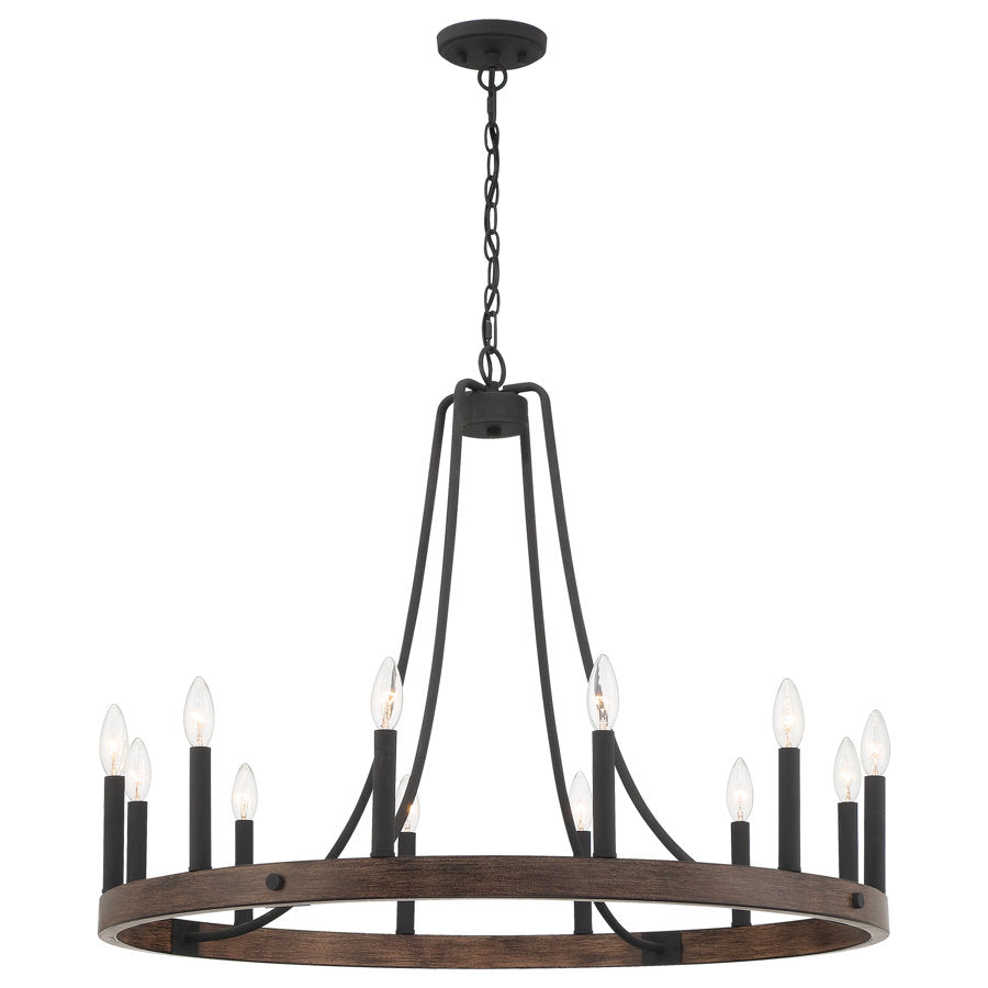 Monterey 12-Light Candle Style Wagon Wheel Farmhouse Chandelier UL Listed