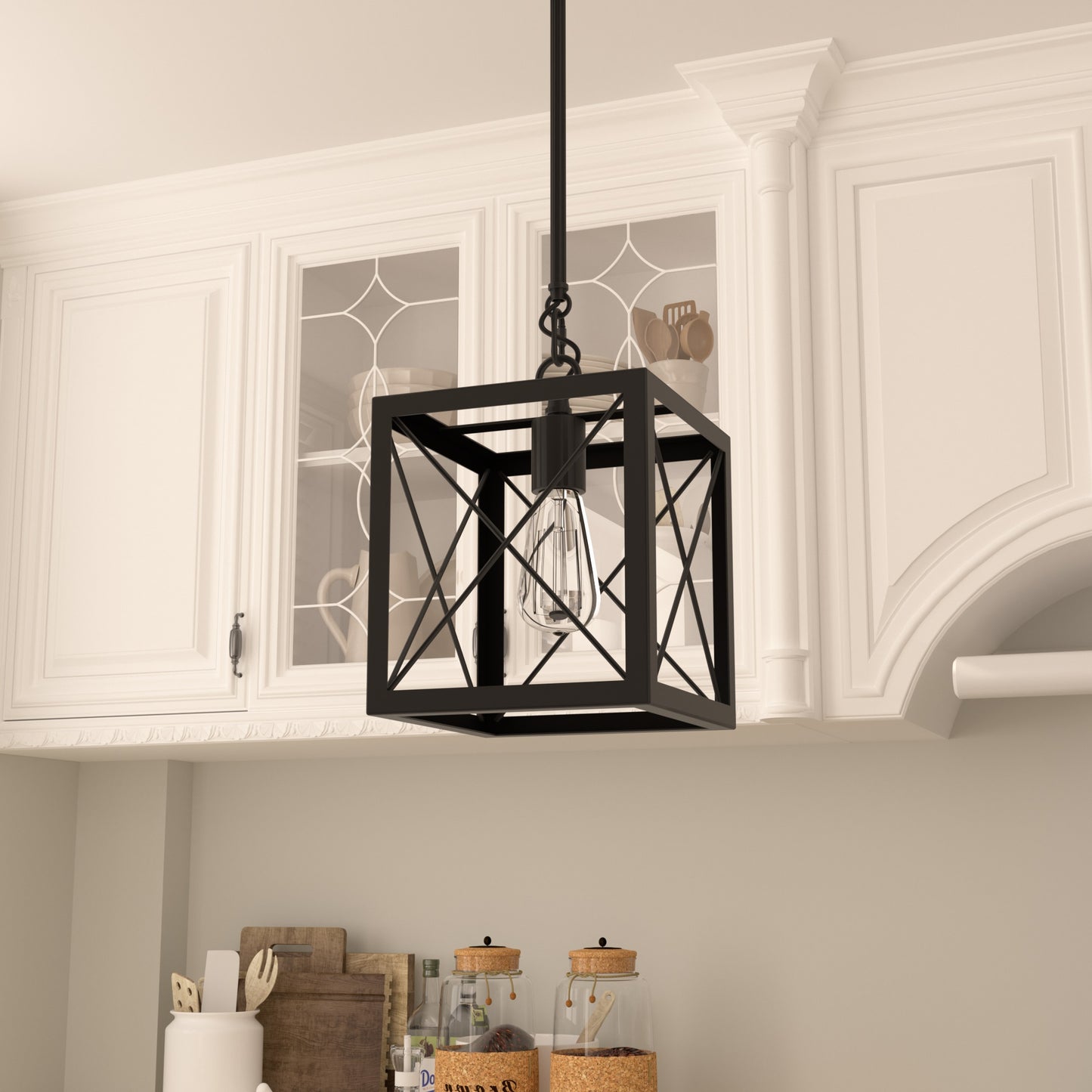 Alodie 1-Light Lantern Square Pendant UL Listed